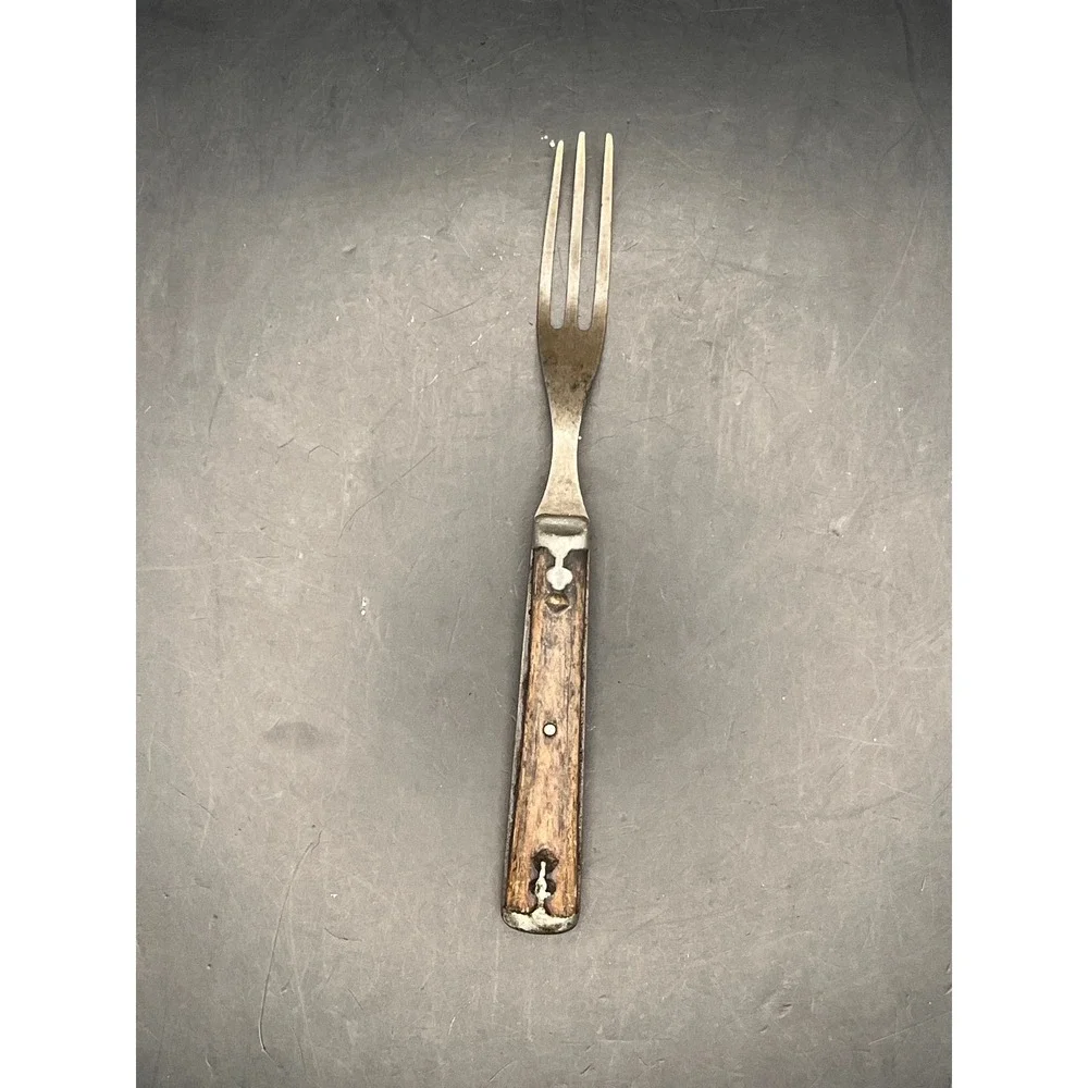 Antique‎ Civil War-Era Metal Dinner Fork Wood Handle 7